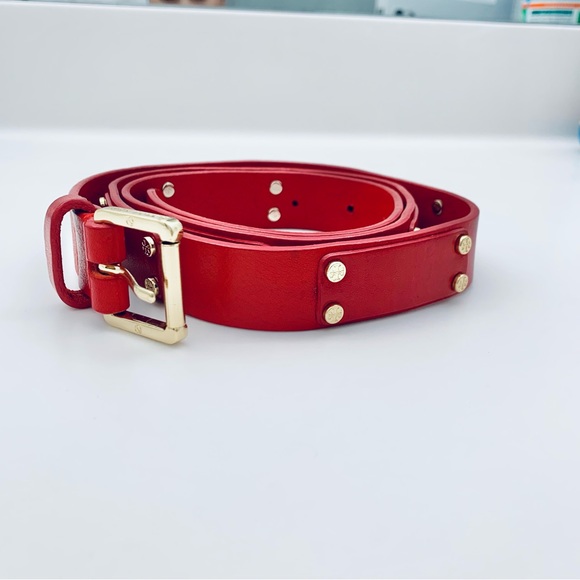 Tory Burch Red Belt with Gold Buckle - Picture 2 of 8
